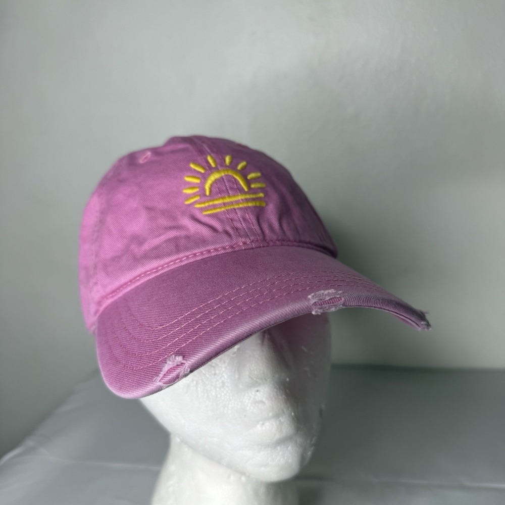 Aerie Pink Distressed Sunrise Hat Adjustable Dad Cap Style Strapback Boho Beach